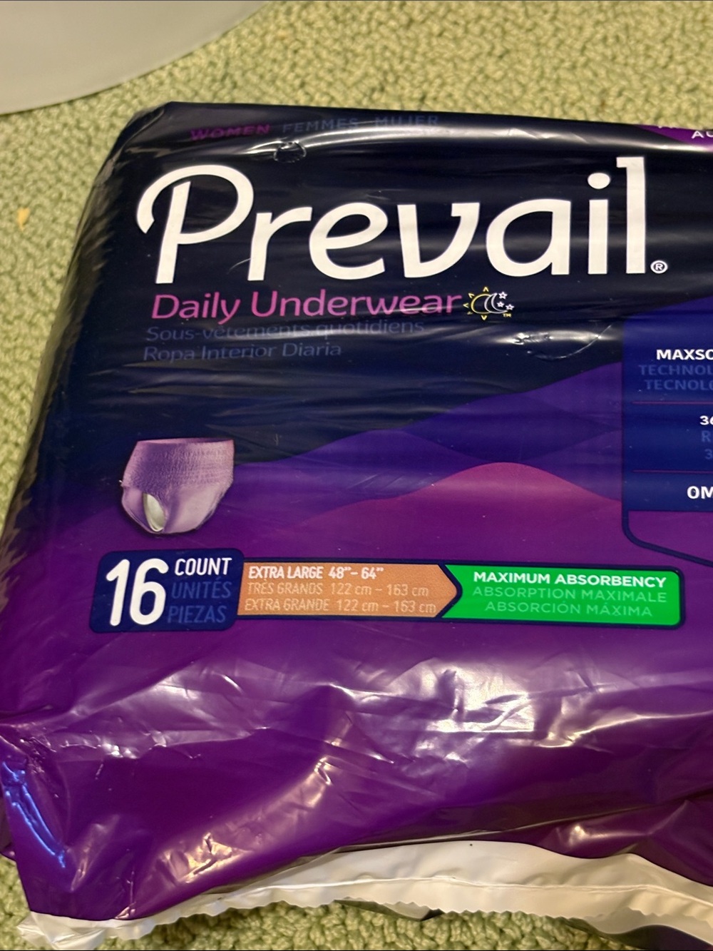 1 case - 4 packs of 16 Xlarge NWT Prevail daily underwear extra large